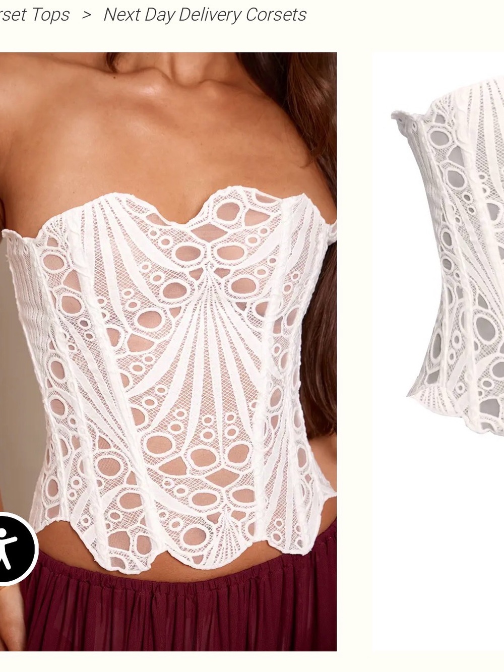 PrettyLittleThing White Lace Strapless Corset Top